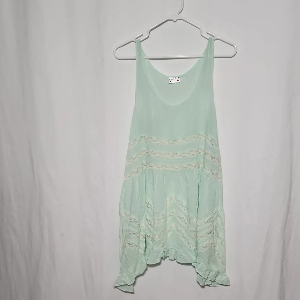 Free People Mint Green Polka Dot Top